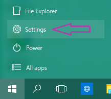 Settings app appears in the Start Menu in Windows 10
