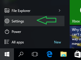 Settings app symbol in the Start Menu in Windows 10 Settings app symbol in the Start Menu in Windows 10