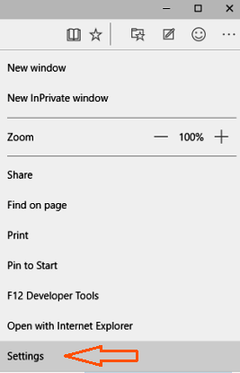 Settings button of Microsoft Edge Settings button of Microsoft Edge