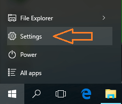 Settings in the Start Menu in Windows 10