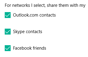 Share network with Outlook, Skype or Facebook