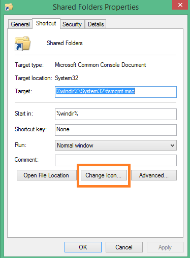 Shared_folder_properties Create Shared Folder Shortcut on Windows 10, 8