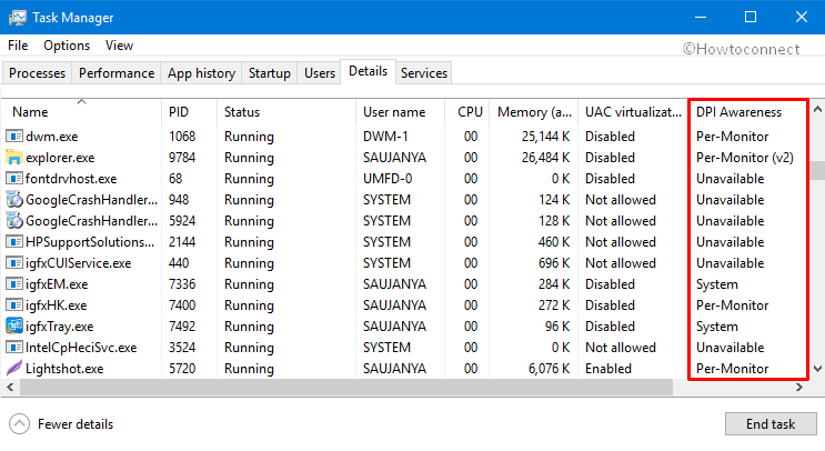 Show DPI Awareness on Task Manager Photos 1