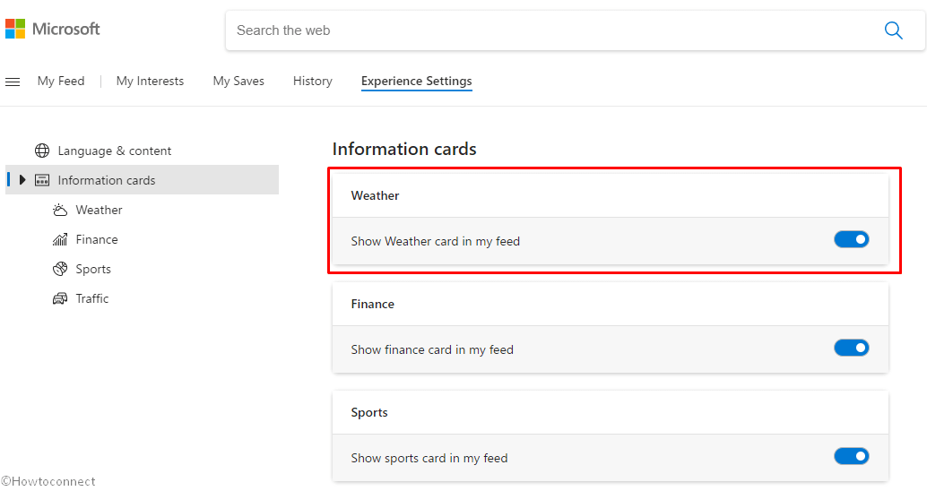 Show Weather Card in News and Interests