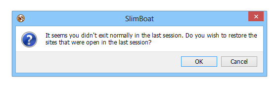 SlimBoat Session Restore message slimboat session restore message