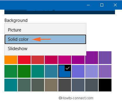 Solid color option from Background desktop menu