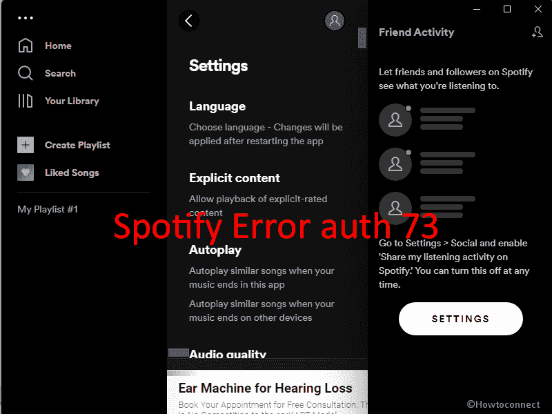 Spotify Error auth 73