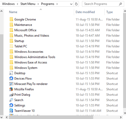 Clean Start Menu All Apps in Windows 10