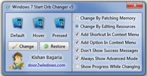 Start Orb Changer interface Start Orb Changer Windows 7