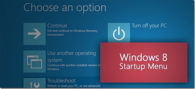 startup menu of windows 8