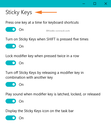 Sticky keys settings