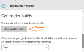 Stop Insider Builds button