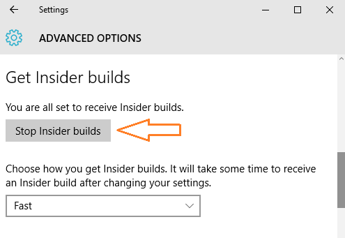 Stop and Start to Get Windows 10 Insider Builds