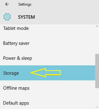 Storage in the pile of System settings