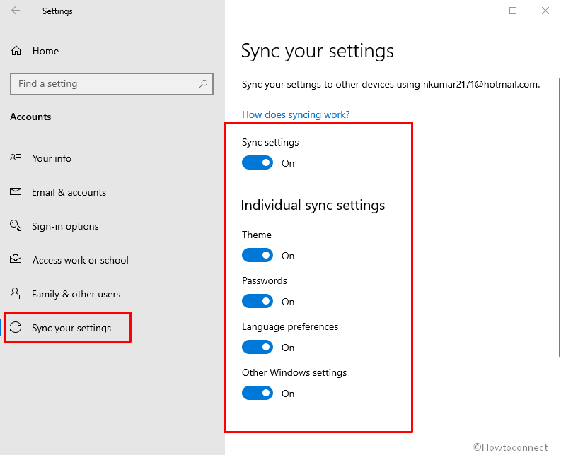 Sync your Settings in Windows 10