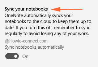 Sync your notebooks setting in Windows 10 OneNote app