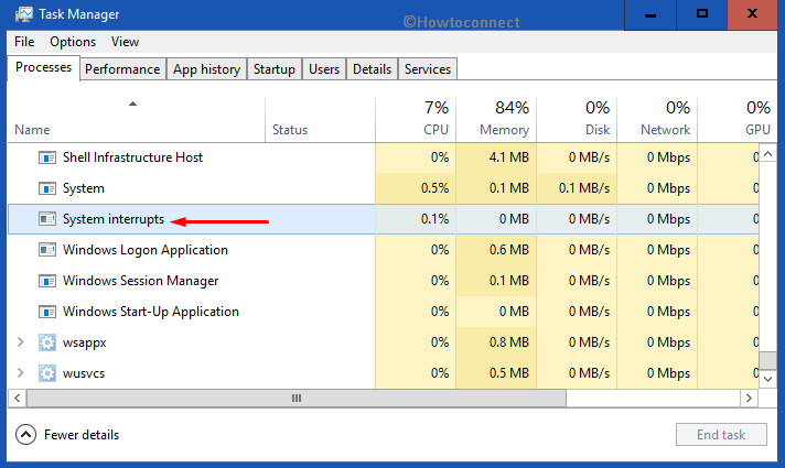 system interrupts windows 10 task manager