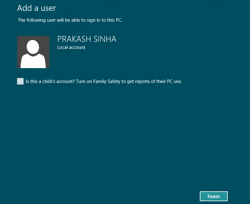 Add Users and control User Accounts in Windows 8