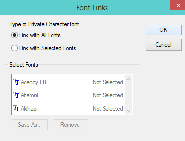 Link with All Fonts and Ok Link with All Fonts and Click Ok