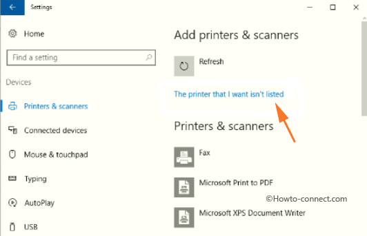 The Printer that I want isn't listed in Windows 10 Pics 1