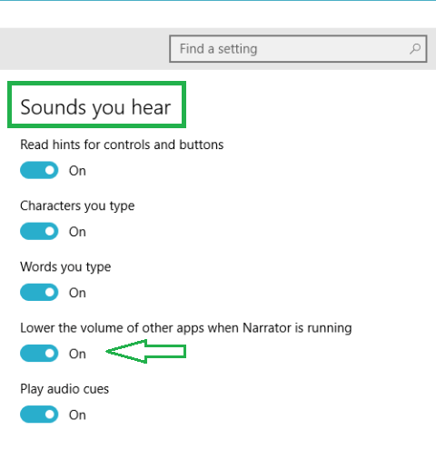 Lower the Volume of Other Apps When Narrator is Running in Windows 10 Lower the Volume of Other Apps When Narrator is Running in Windows 10