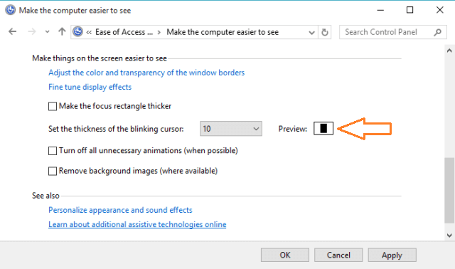 Thickness preivew of the cursor