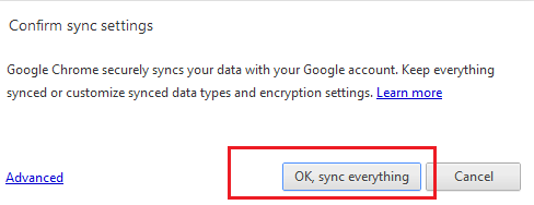 to start sync with chrome browser
