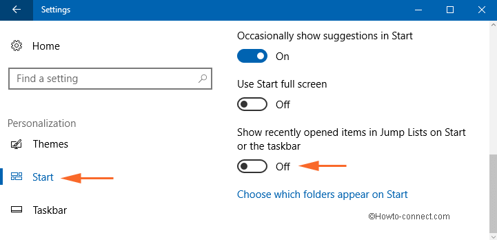 Show Jump Lists on Start and Taskbar in Windows 10