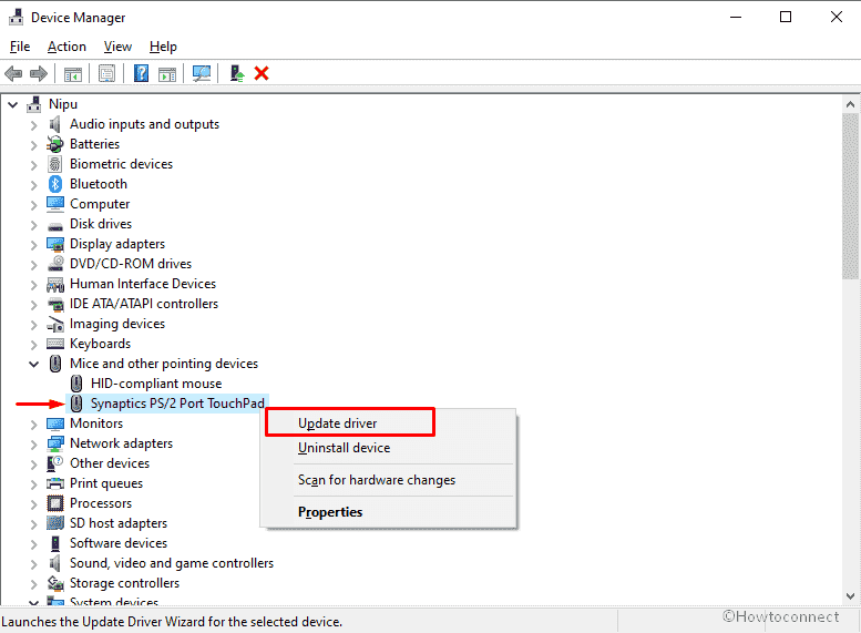 Touchpad Settings Reset to Default-update synaptic touchpad through Device manager