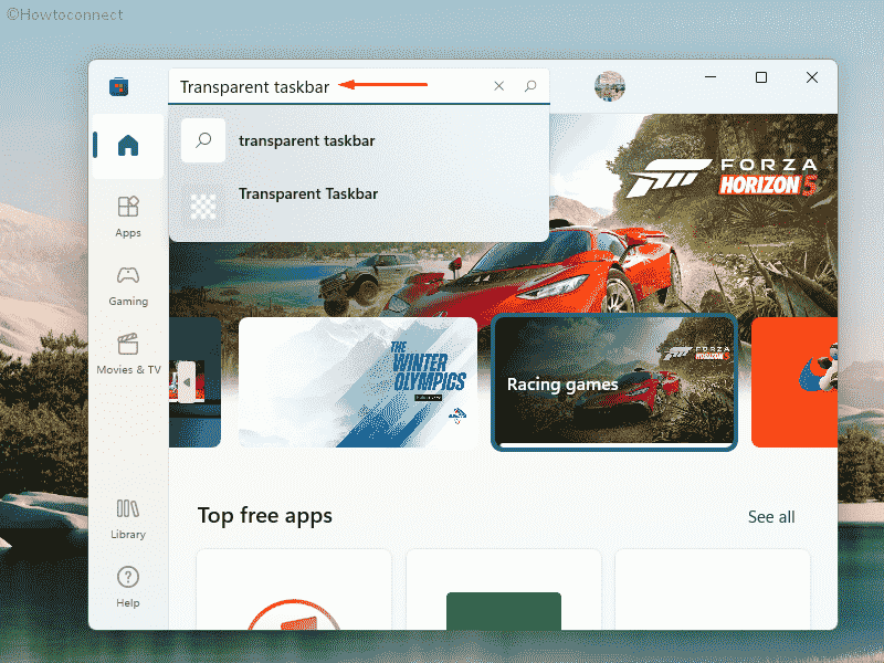 Transparent box floating above Taskbar - Get Transparent Taskbar App