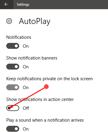 Turn off Action Center Notifications in Windows 10 image 5
