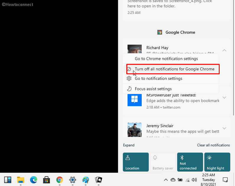 Turn off all notifications for Google Chrome