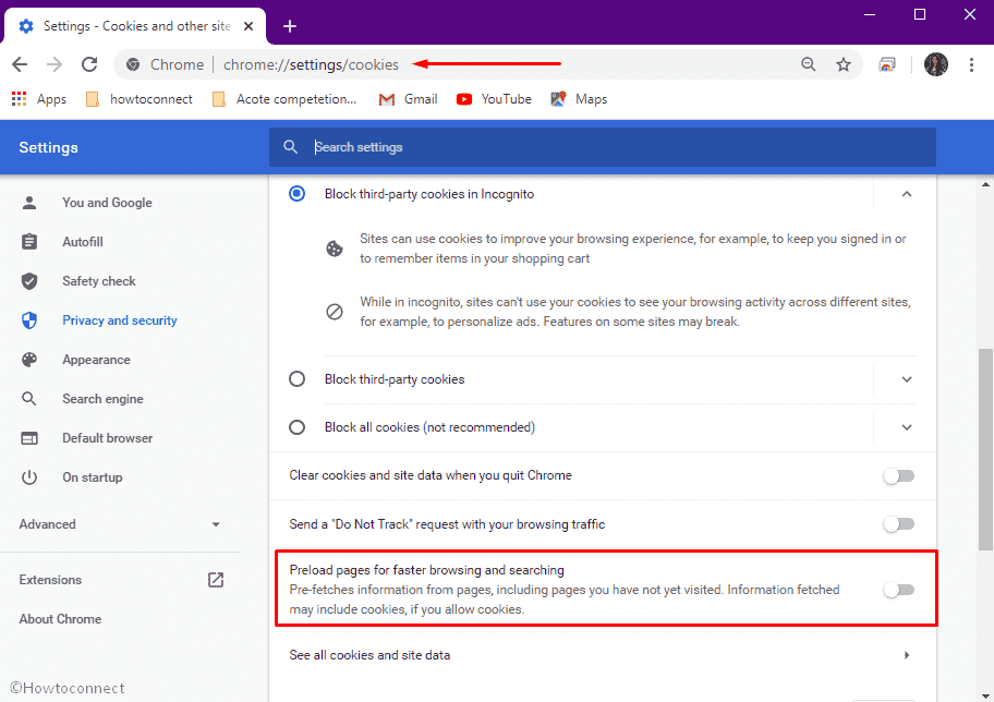 Turn off the option Preload pages for faster browsing and searching