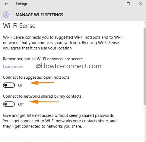 Turn off the options under WiFi Sense that might leak your personal data in Windows 10
