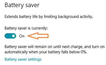 Turn on Battery Saver Turn on Battery Saver