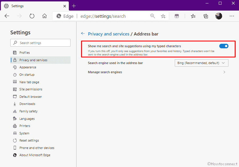 Turn on Show Search Suggestions as Type in Edge