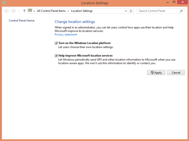 Turn on Windows platform and Help improve Microsoft location services How to Configure Location Settings on Windows 8.1 - Tips
