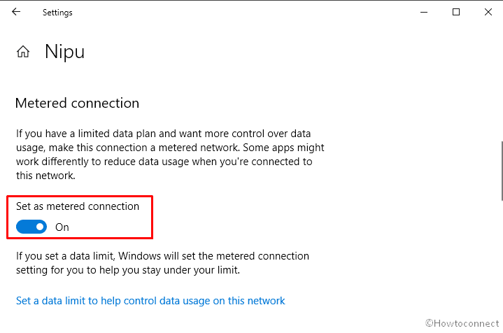 Turn on metered connection to stop Windows 10 auto update