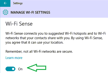 Manage WiFi Sense in Windows 10
