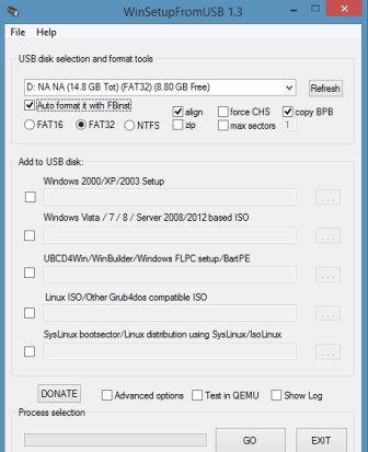 USB disk selection