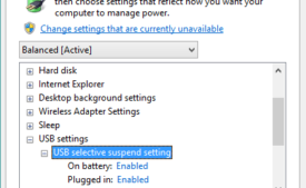 USB selective suspend setting in Power Options Window