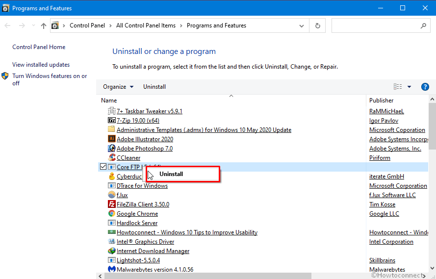 Uninstall program.