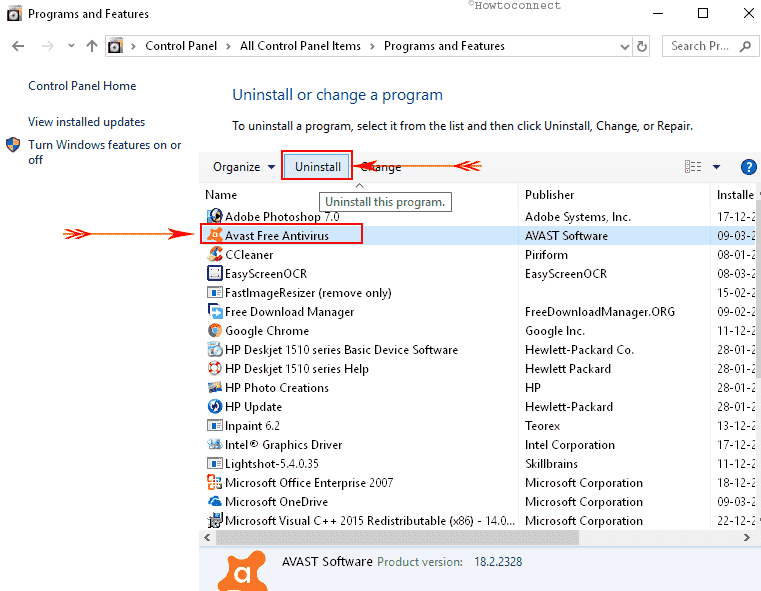 Uninstall program