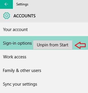 Unpin settings from the Settings app Unpin settings from the Settings app