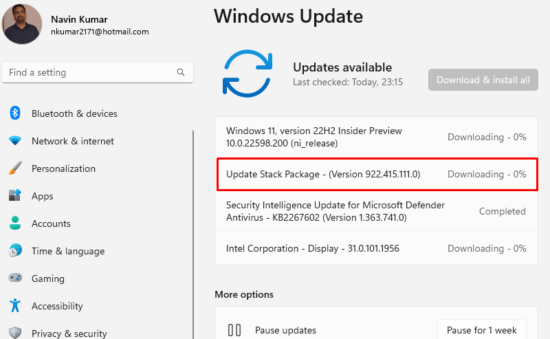 Update Stack Package 922.415.111.0