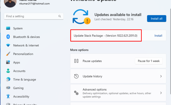 Update Stack Package Version 1022.621.2011.0