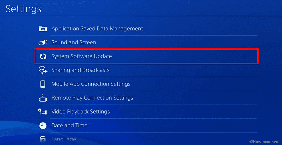 Update system software of PS4