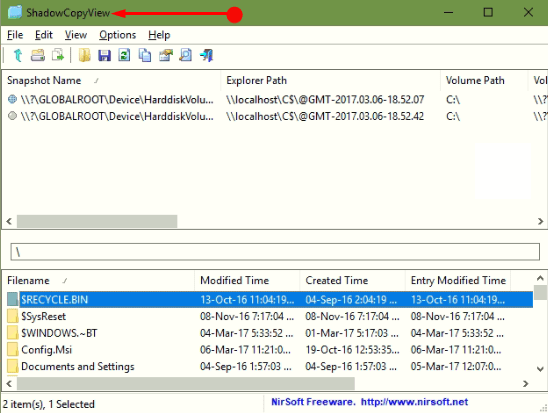 Use ShadowCopyView in Windows 10 Pics 1