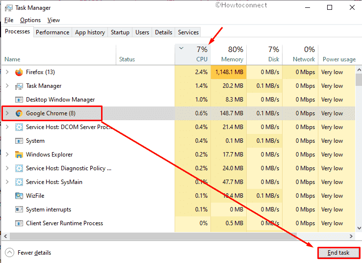 Use Task Manager to identify corrupt processes and end them