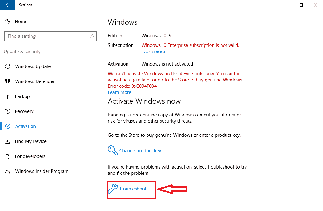 Use Windows 10 Activation Troubleshooter